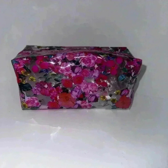 Floral Makeup Bag One Size Pink Clear - Picture 1 of 6